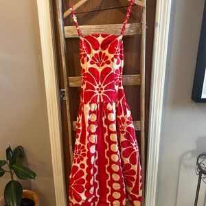 FARM Rio Vibrant Red and Cream Dress